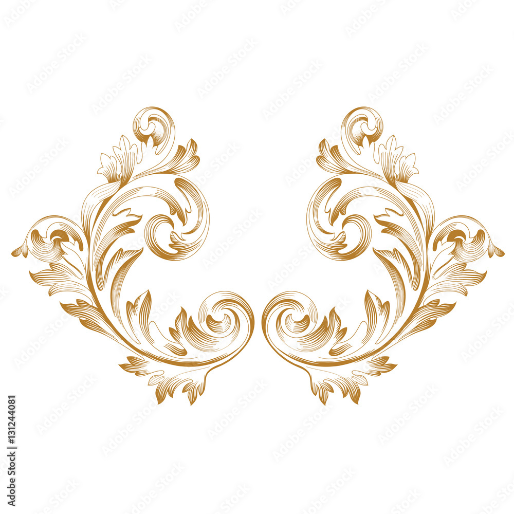 Golden vintage baroque ornament. Retro pattern antique style acanthus. Decorative design element filigree calligraphy vector. - stock vector