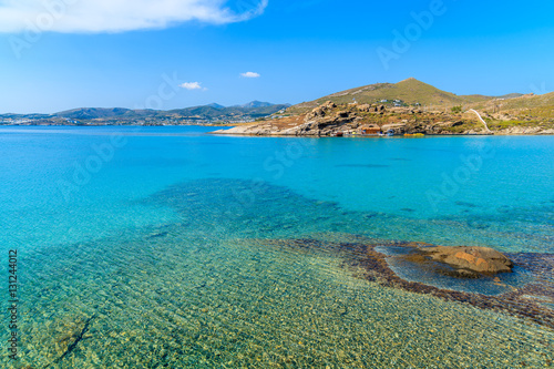 Beautiful crystal clear sea water of Monastiri bay on Paros island, Greece
