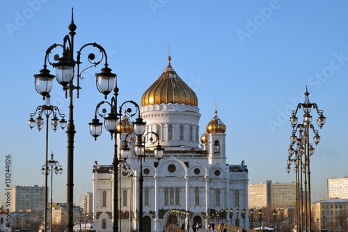 Christ Redeemer cathedral in Moscow. Popular landmark. Color photo.
