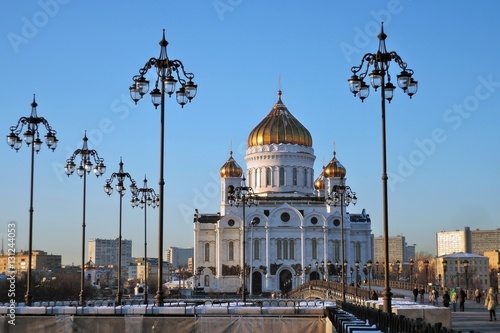 Christ Redeemer cathedral in Moscow. Popular landmark. Color photo.
