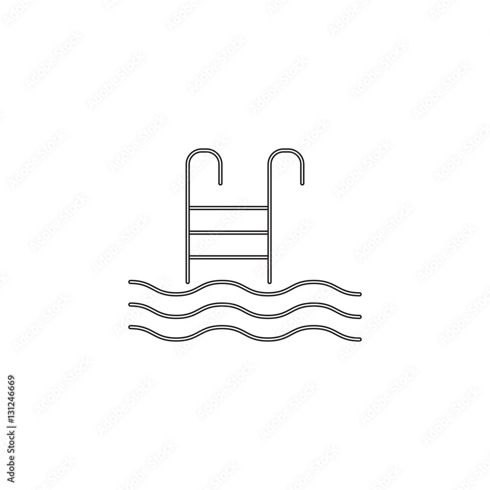 Pool with ladder line icon, swimming, vector graphics, a linear pattern on a white background, eps 10. Pool with ladder line icon, swimming, vector graphics, a linear pattern on a white background, eps 10.