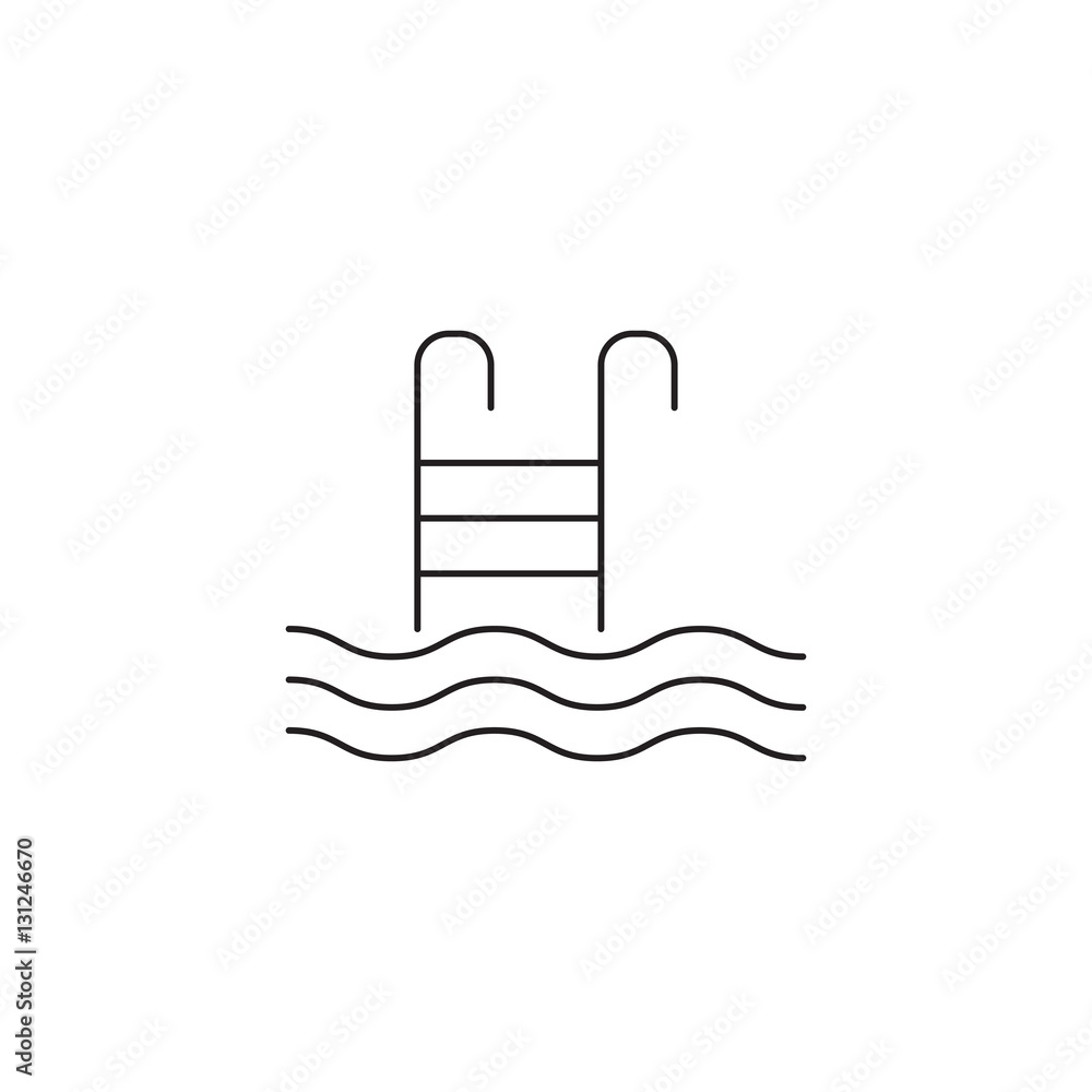 Pool with ladder solid icon, swimming, vector graphics, a filled pattern on a white background, eps 10. Pool with ladder solid icon, swimming, vector graphics, a filled pattern on a white background, eps 10.