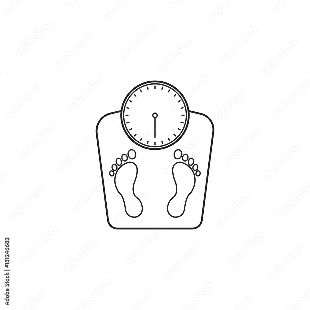floor scales line icon, human footprints, vector graphics, a linear ...