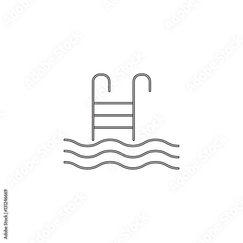 Pool with ladder line icon, swimming, vector graphics, a linear pattern on a white background, eps 10.