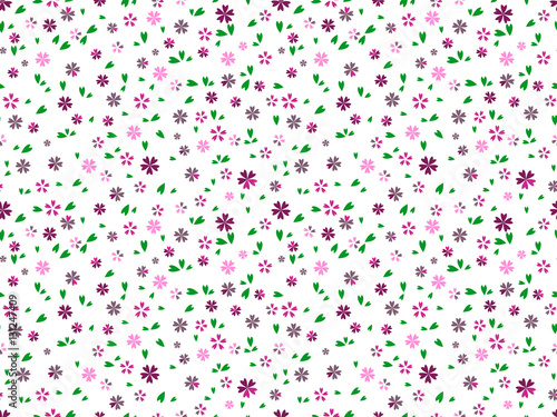 Seamless floral pattern with leaves on a white background