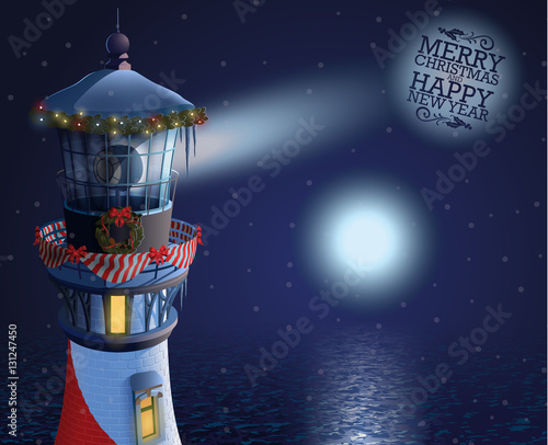 Christmas decorated lighthouse