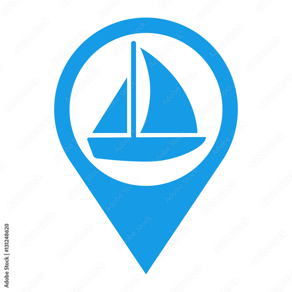 Icono plano localizacion velero azul Icono plano localizacion velero azul