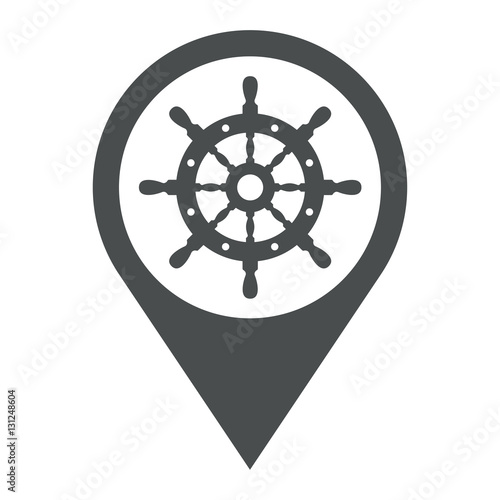 Icono plano localizacion timon de barco gris