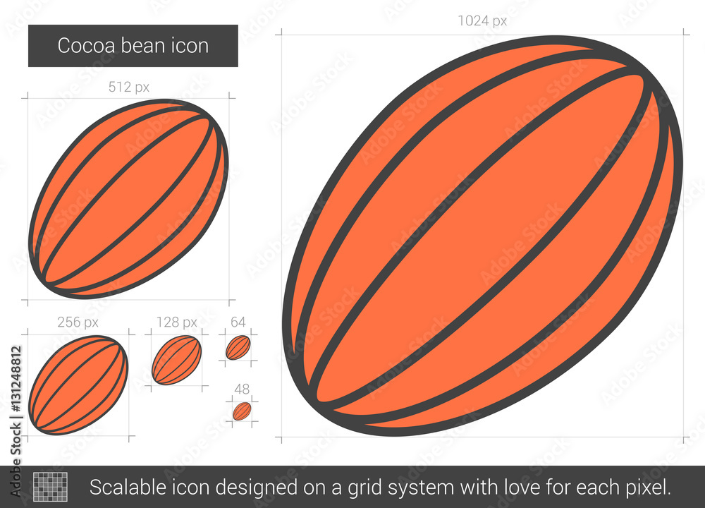 Cocoa bean line icon.