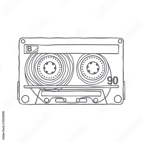 Vector illustration compact tape cassettes. Cartoon character. Pop muisic 80s. Web graphics, banners, advertisements, stickers, labels, business templates, t-shirt. 