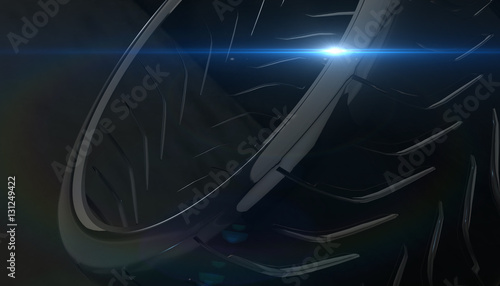 Aluminium on shadow and light rim of luxury car wheel. Various material and background 3d render