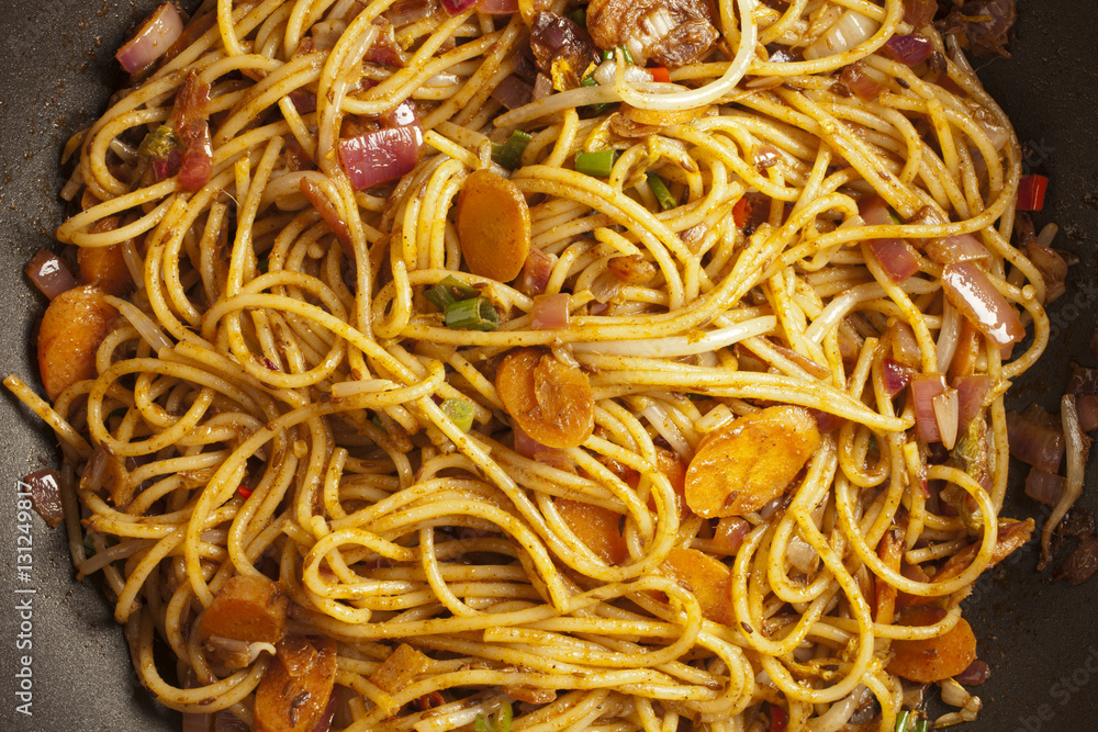 Vegetarian Hakka Noodles, the Indian/Chinese classic Vegetarian Hakka Noodles, the Indian/Chinese classic