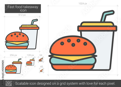 Fast food takeaway line icon.