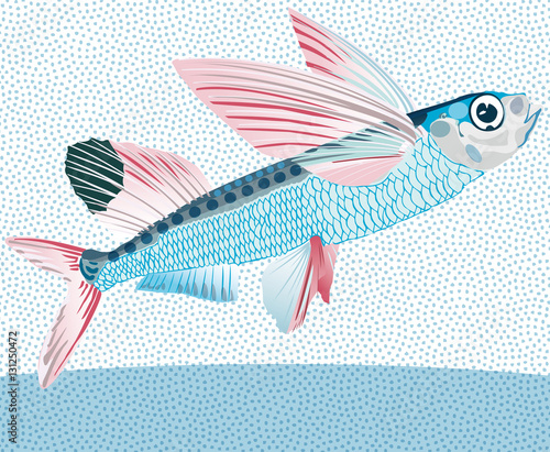 Flying fish jumping out of water