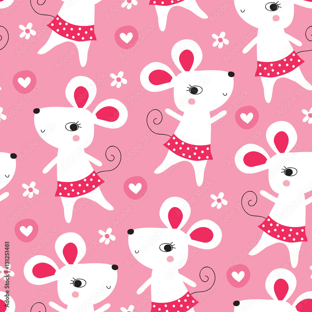 seamless little mouse pattern vector illustration