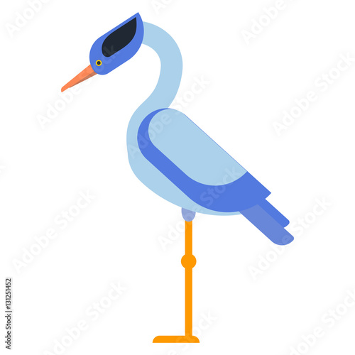 Stork standing sarus crane cartoon vector.