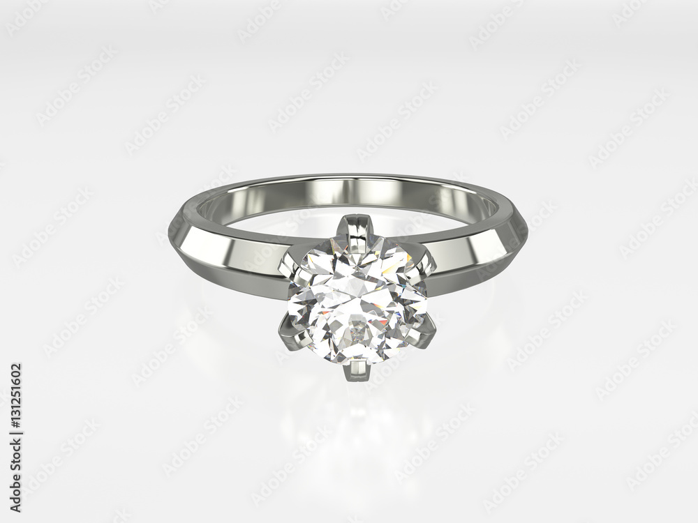 3D illustration silver gold ring with diamonds on a grey background 3D illustration silver gold ring with diamonds on a grey background