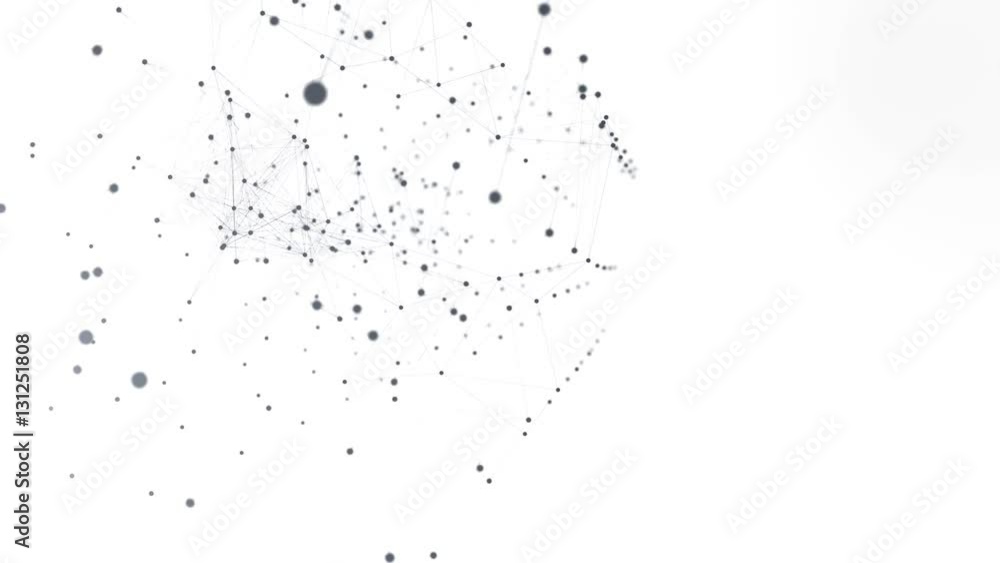 Polygonal structure, abstract geometry shape. 3D animation of lines and dots changing and moving random