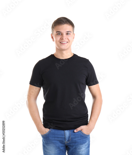 Handsome young man in blank...