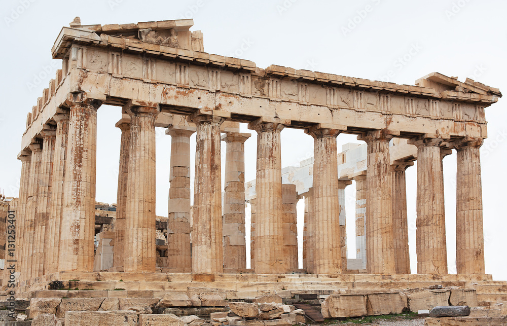Parthenon temple and ruins on the Acropolis.