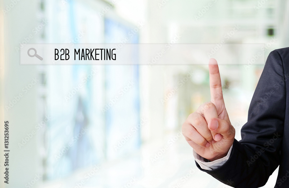 Businessman hand touch B2B, business to business Businessman hand touch B2B, business to business