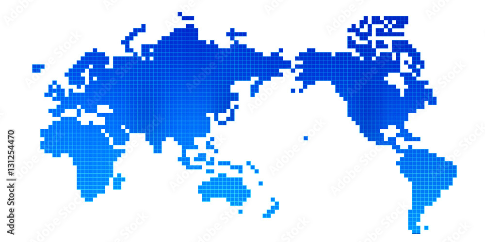 世界　地図　アイコン　青