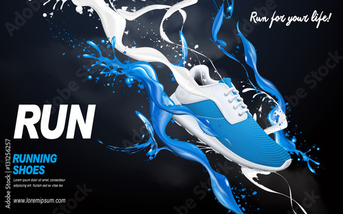 blue running shoes ad