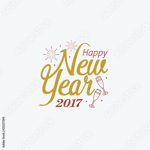 Happy new year 2017  greeting card design with hand lettering vector
