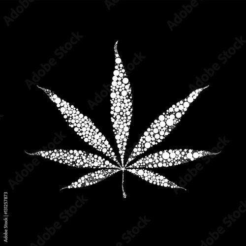 Vector marijuana leaf. Abstract silhouette of circles