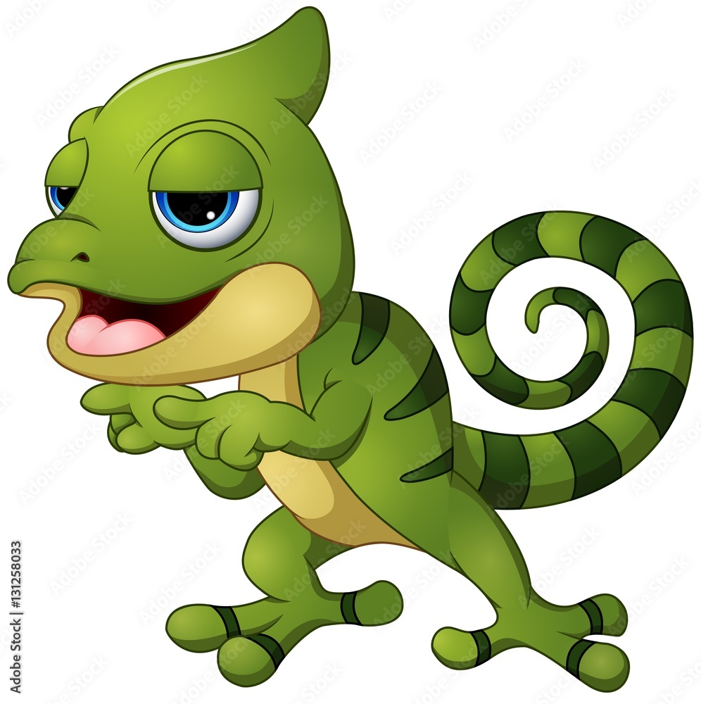 Cute chameleon lizard cartoon pointing Stock Vector | Adobe Stock