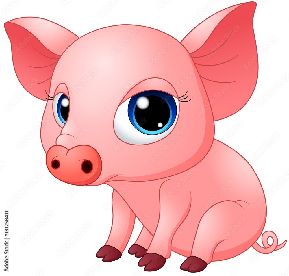 Naklejka premium Cute baby pig cartoon