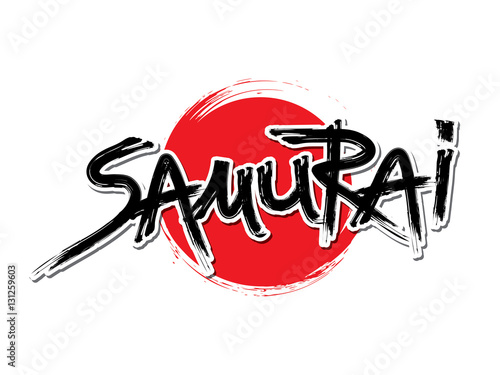 Samurai text, graphic vector.