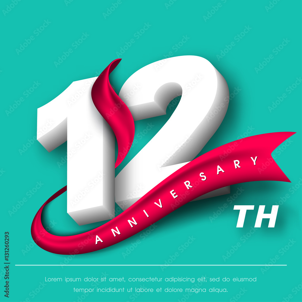 Anniversary emblems 12 anniversary template design Stock Vector | Adobe