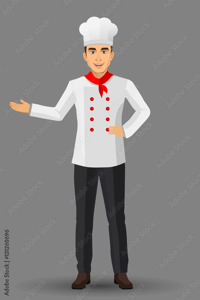 Chef illustration on standing position. design template elements for your brochure, banner and web. Chef illustration on standing position. design template elements for your brochure, banner and web.