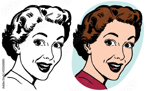 A portrait of a surprised looking woman