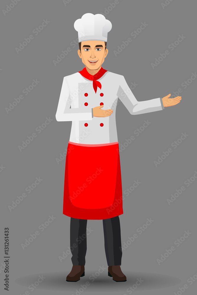 Chef illustration on standing position. design template elements for your brochure, banner and web. Chef illustration on standing position. design template elements for your brochure, banner and web.
