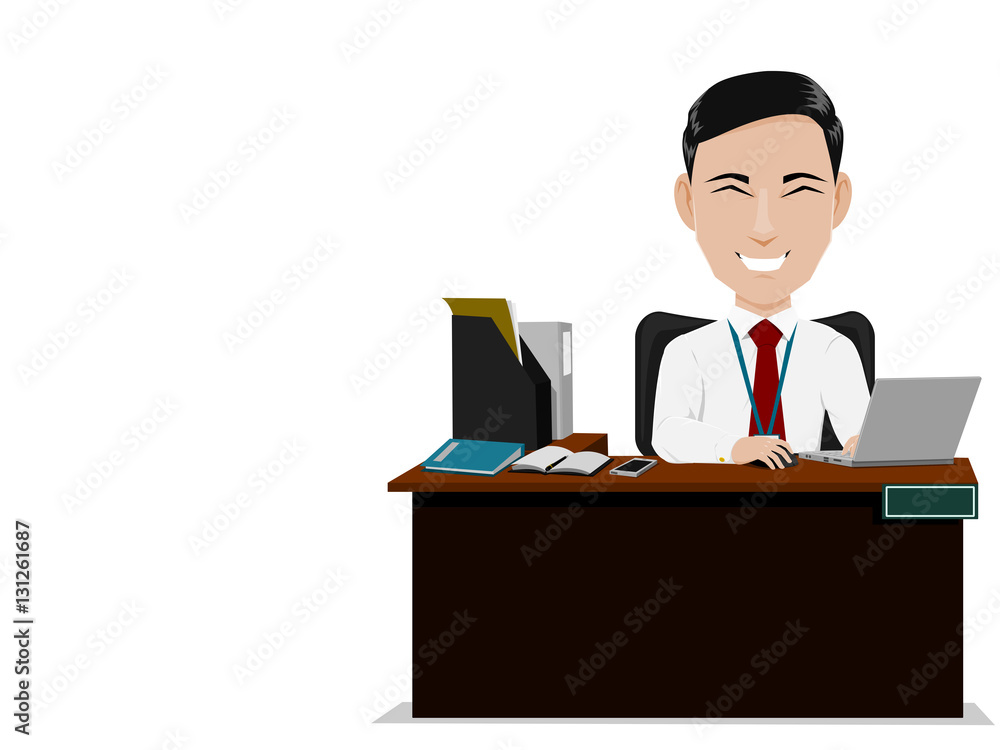 isolate happy salaryman is working on his desk. He's felling happy whith his work
isolate happy salaryman is working on his desk. He's felling happy whith his work