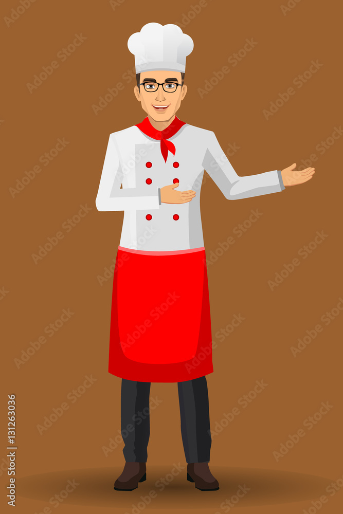 Chef illustration on standing position. design template elements for your brochure, banner and web. Chef illustration on standing position. design template elements for your brochure, banner and web.