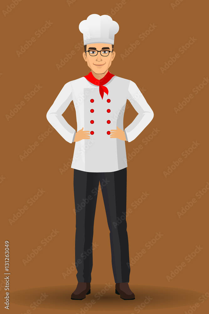 Chef illustration on standing position. design template elements for your brochure, banner and web. Chef illustration on standing position. design template elements for your brochure, banner and web.