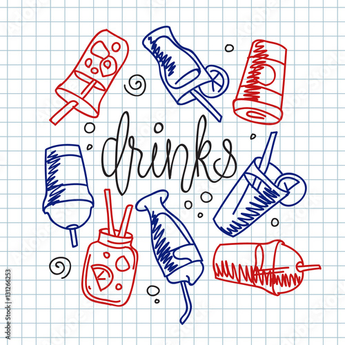 Fast food drinks menu ector background.