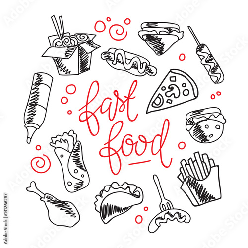 Fast food menu vector background.