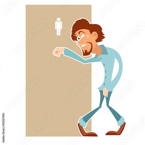 Man really needs to visit the toilet