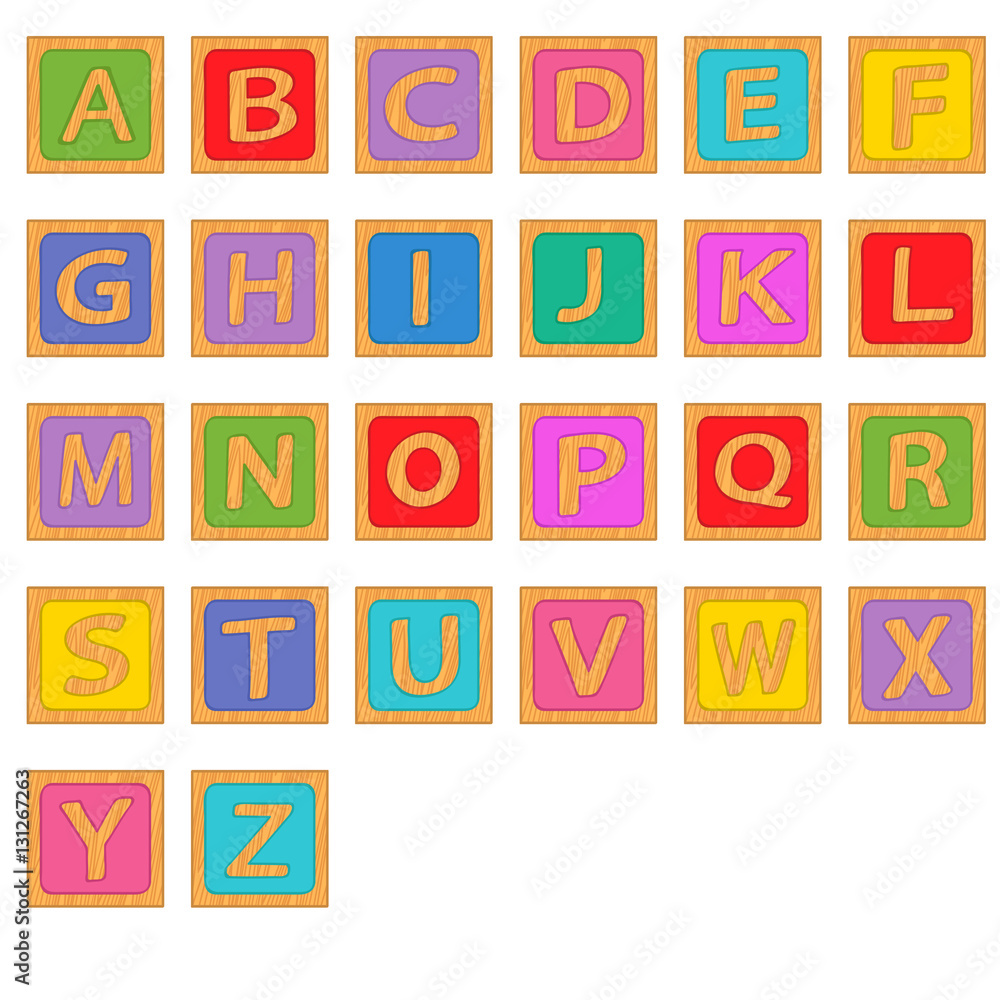 alphabet wooden english blocks - vector illustration, eps