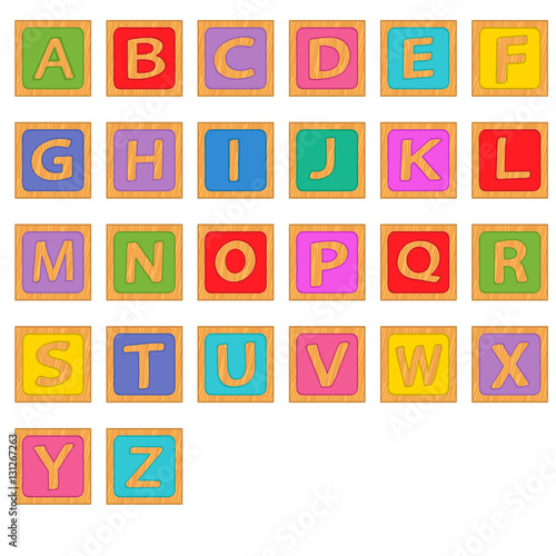 alphabet wooden english blocks - vector illustration  eps