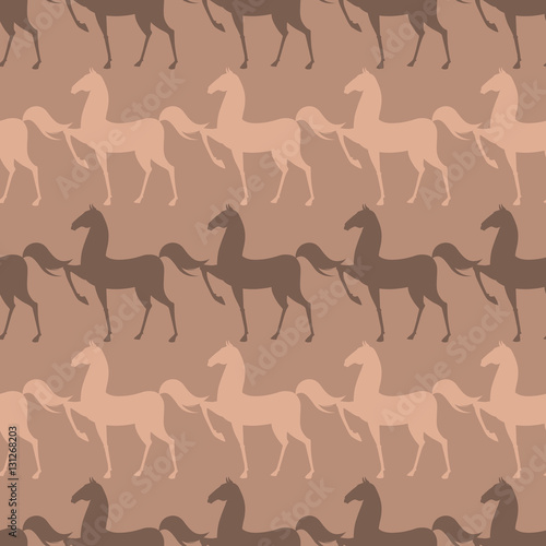 Colorful Seamless Pattern with Horse. Vector illustration