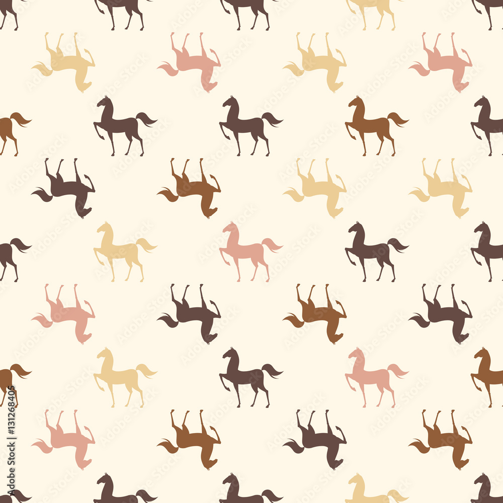 Colorful Seamless Pattern with Horse. Vector illustration