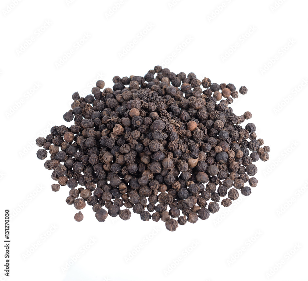 Black pepper was placed on a white background Black pepper was placed on a white background