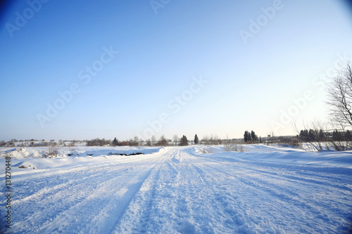snowy road winter landscape © kichigin19