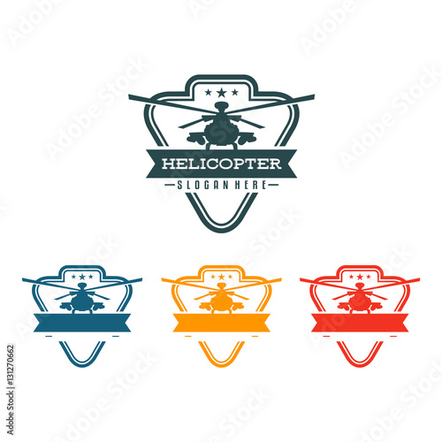 Vintage Helicopter Chopper Flight Logo Symbol