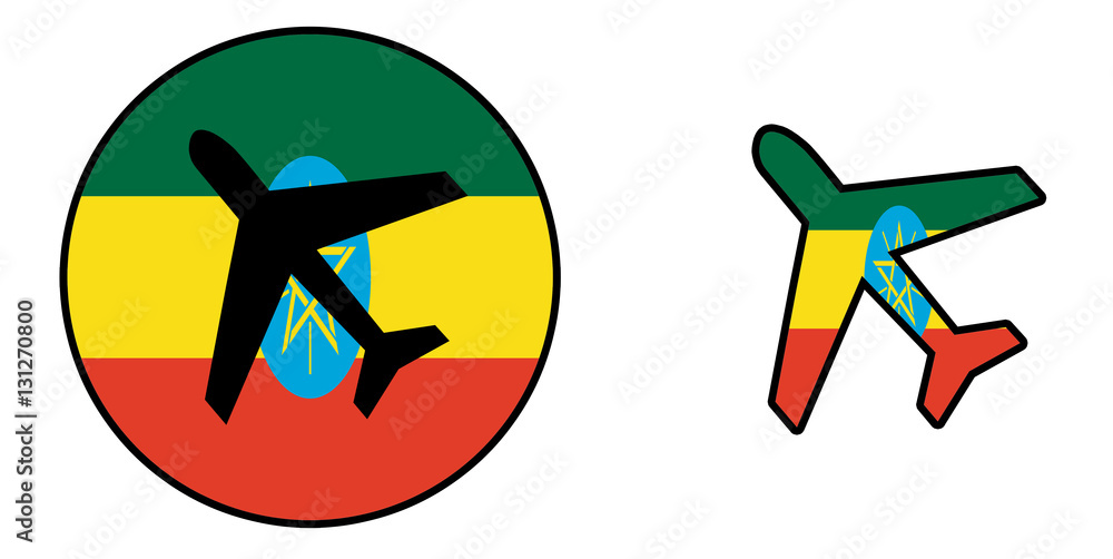 Nation flag - Airplane isolated - Ethiopia Nation flag - Airplane isolated - Ethiopia
